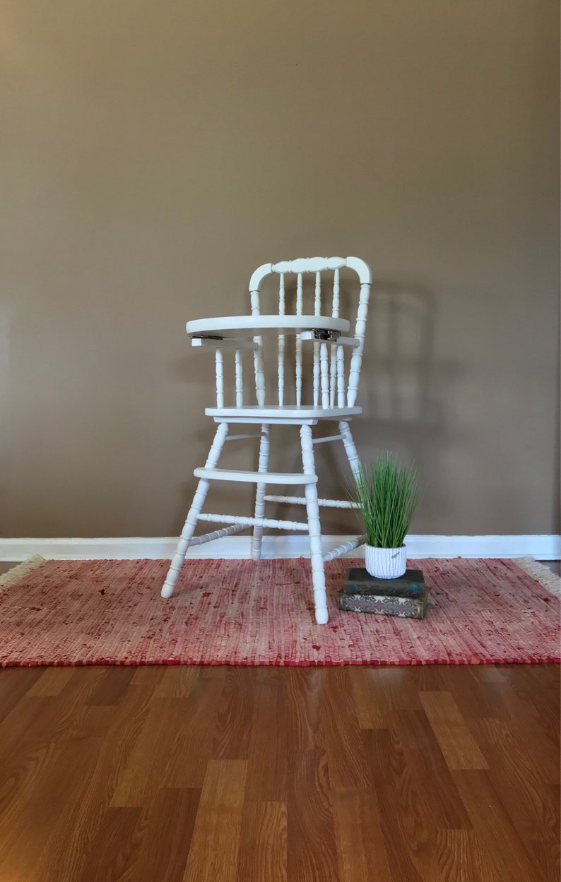 Refinished Wooden High Chair Wood Highchair Childs Photo Prop Chair Wooden High Chair Childs Highchair Jenny Lind High Chair