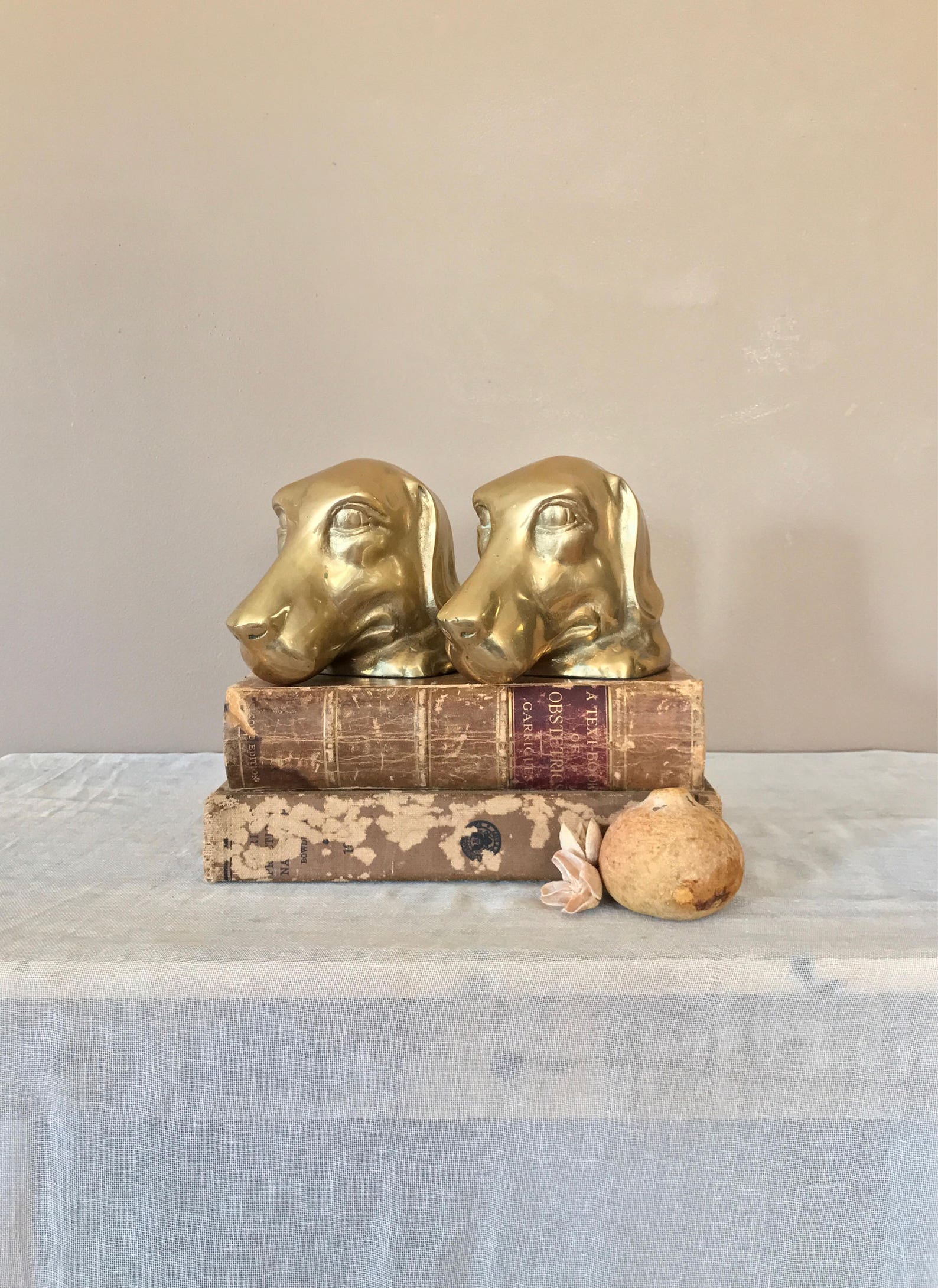 Brass Dog Bookends / Vintage Brass Bookends / Brass Dog / Etsy