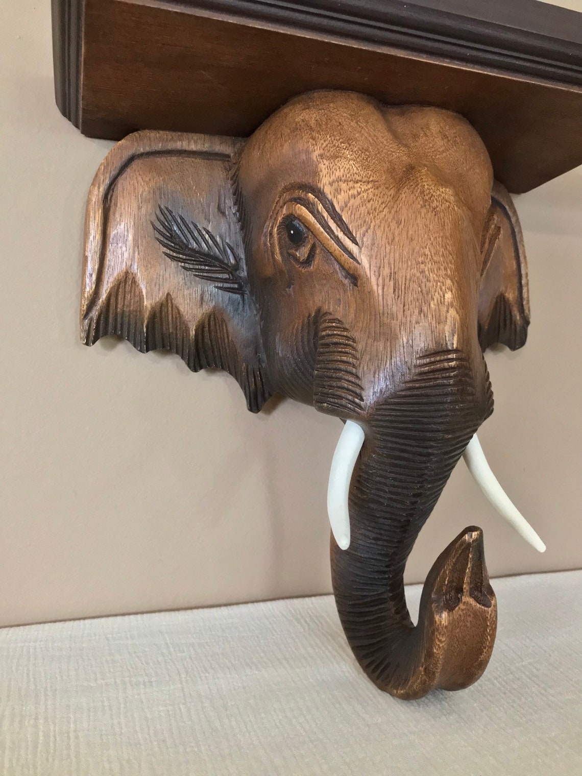 Wood Elephant Wall Shelf Boho Wall Art/ Vintage Wood Wall Art Etsy