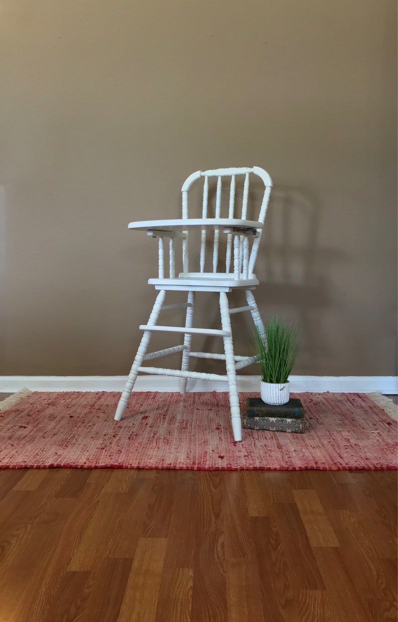 Refinished Wooden High Chair Wood Highchair Childs Photo Prop Chair Wooden High Chair Childs Highchair Jenny Lind High Chair