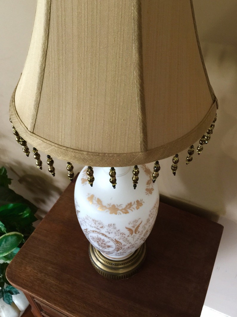 Unique French Country Gold Accent Lamp / Milk Glass Lamp Etsy