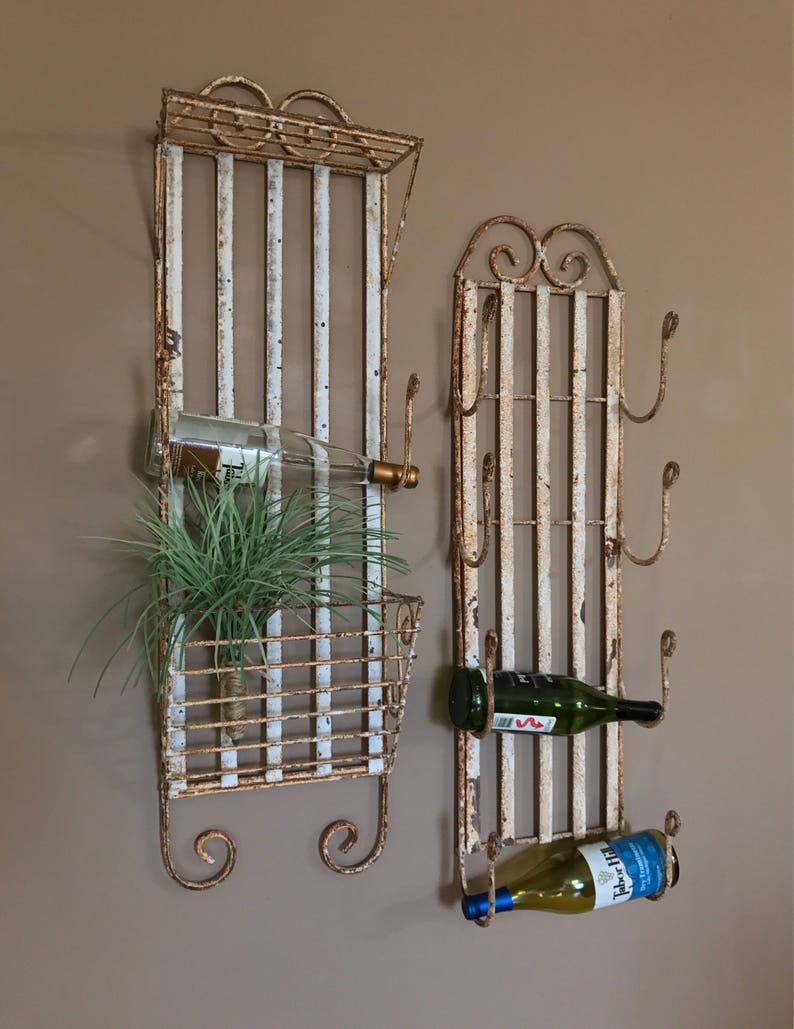 38 Tall Wrought Iron Wine Rack / Rustic Wine Rack / Wall Etsy