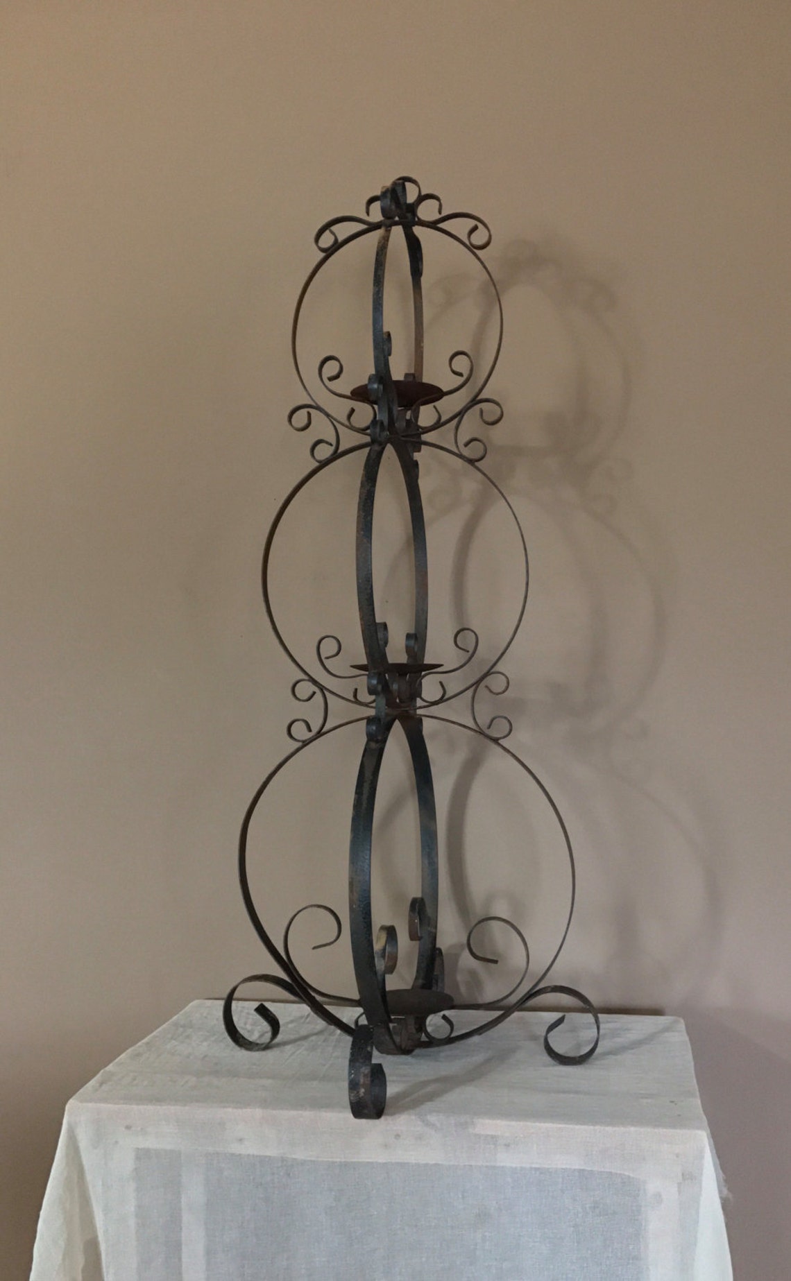 46 Wrought Iron Candle Holder Centerpiece/Fireplace Etsy
