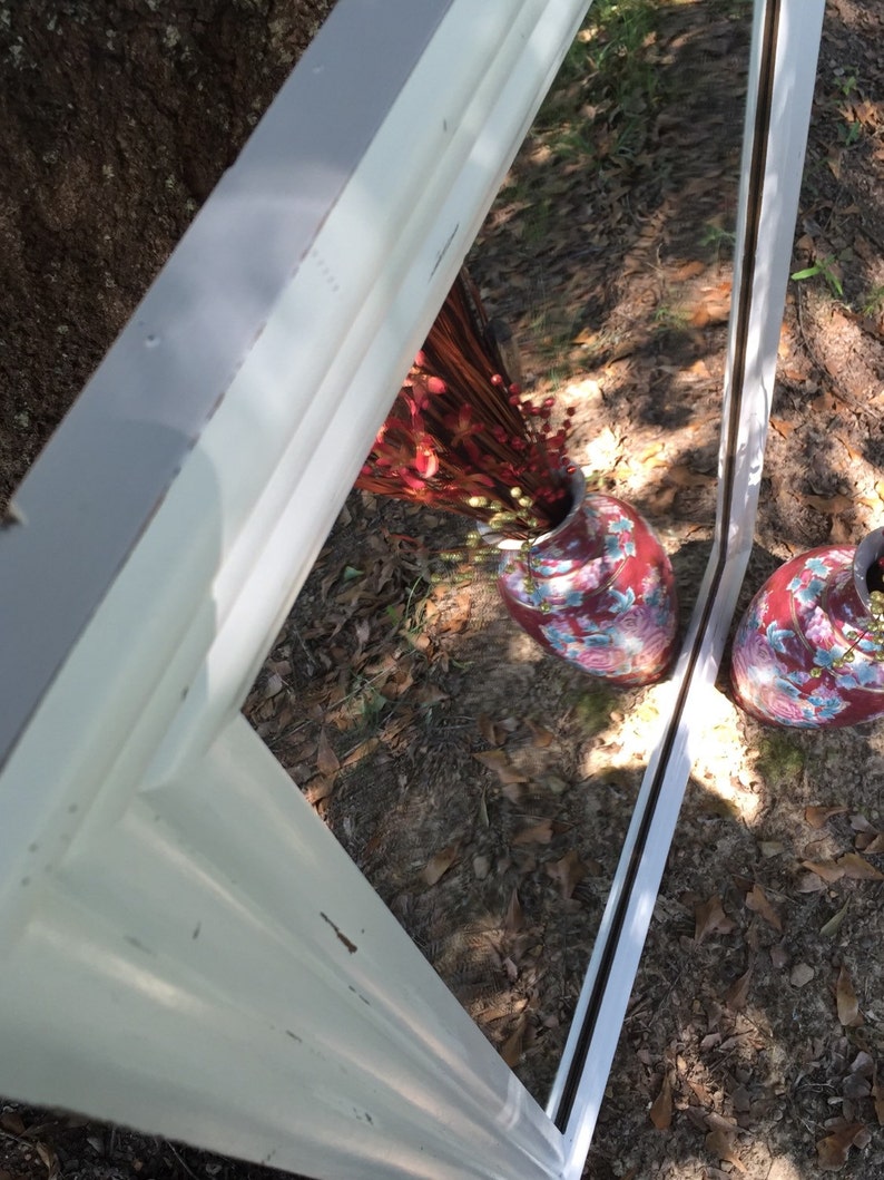 Large Antique White Distressed Mirror / Over the Mantle Mirror Etsy
