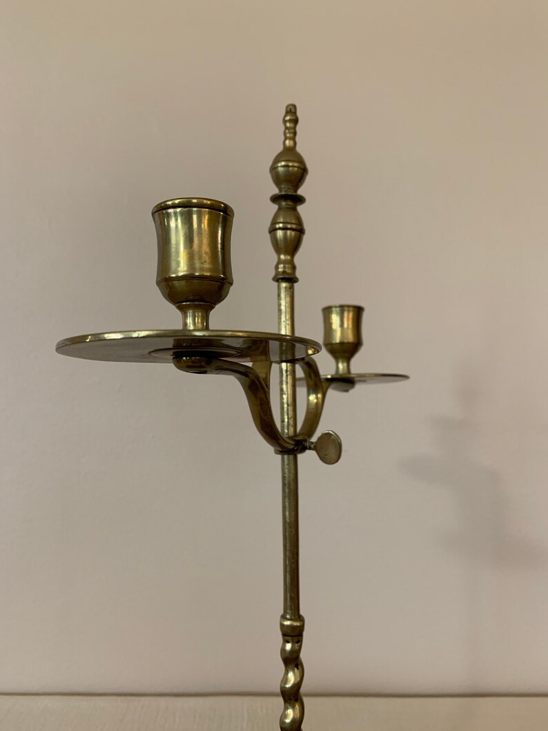 Inglés latón candelabro doble brazo ajustable / latón vela Etsy