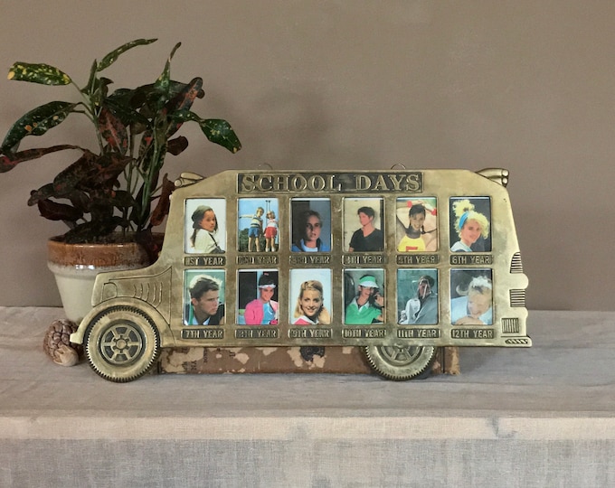 Brass School Bus Picture Frame / Vintage Children's Picture Frames