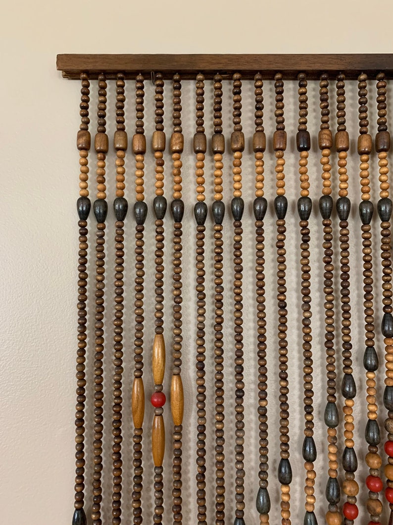 Vintage Wood Bead Doorway Curtain / 1970s Beaded Curtain / Etsy