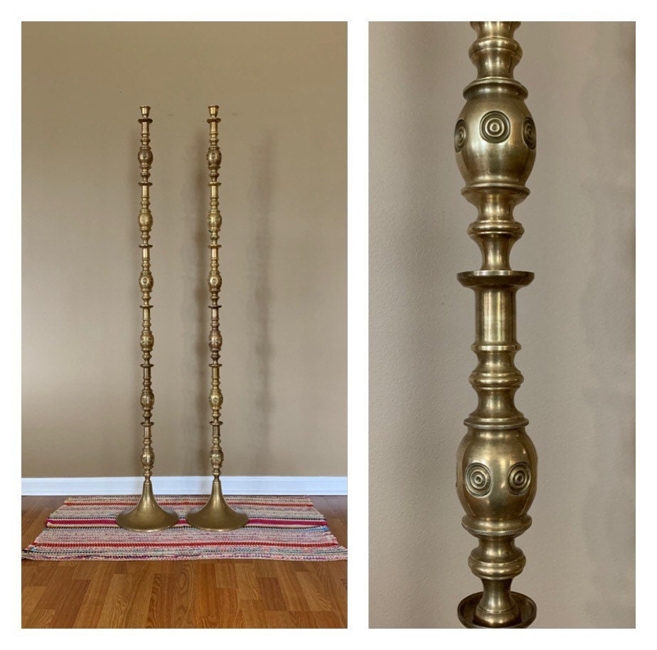62 alto latón piso de velas Vintage par / grandes velas | Etsy