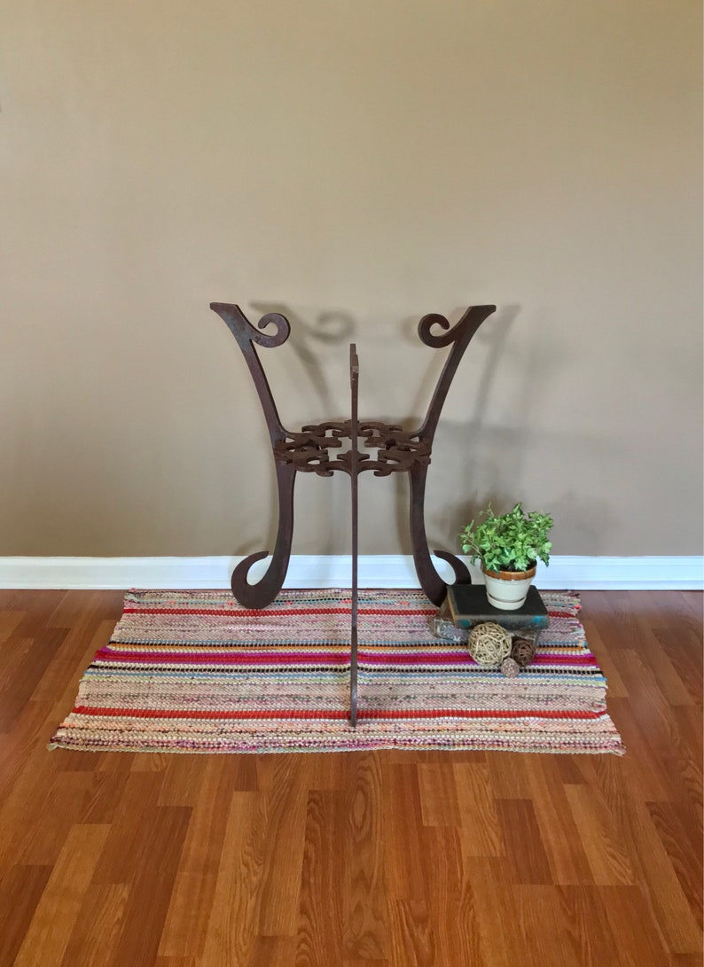 Glass Top Table Base Vintage Iron Glass Table Base Wrought Etsy