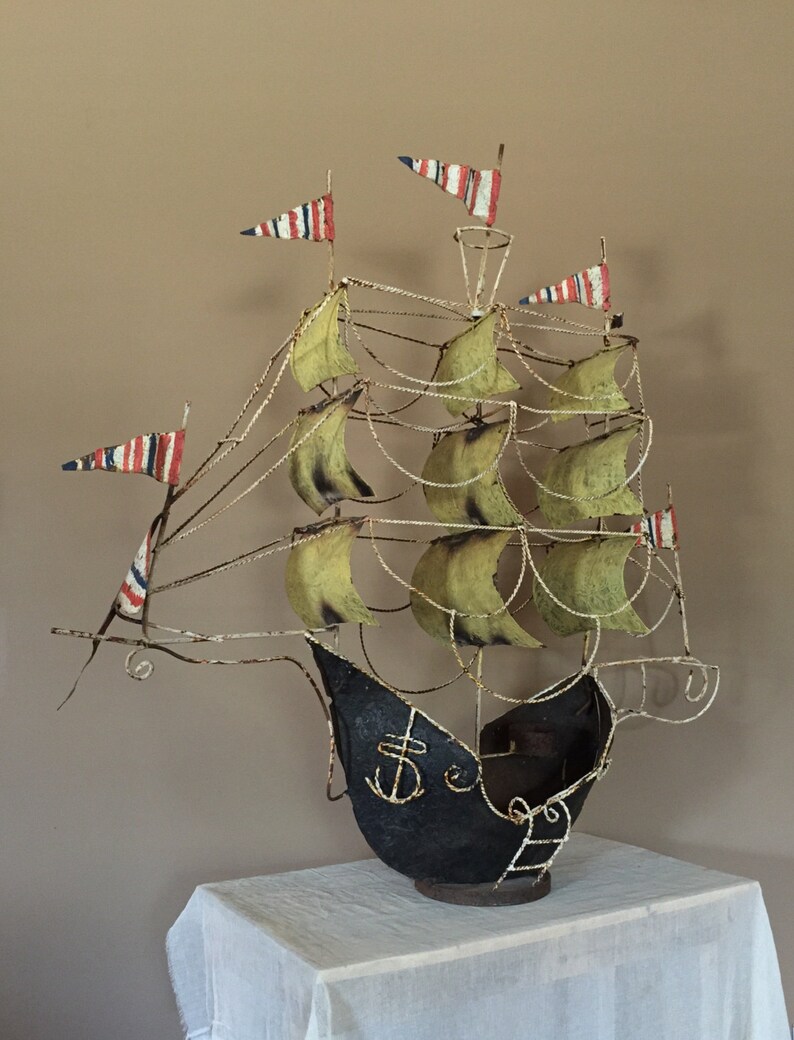44 Large Vintage Metal Ship / Model Ship / Metal Art / Etsy