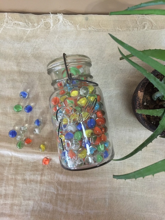 250 Vintage 70's Assorted Marbles / Jar of Marbles / Etsy