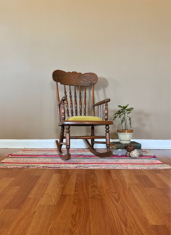 Child S Rocking Chair Vintage Wooden Childs Rocker Etsy