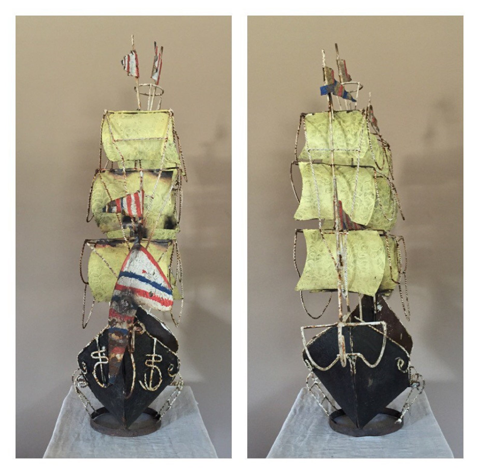 44 Large Vintage Metal Ship / Model Ship / Metal Art / Etsy