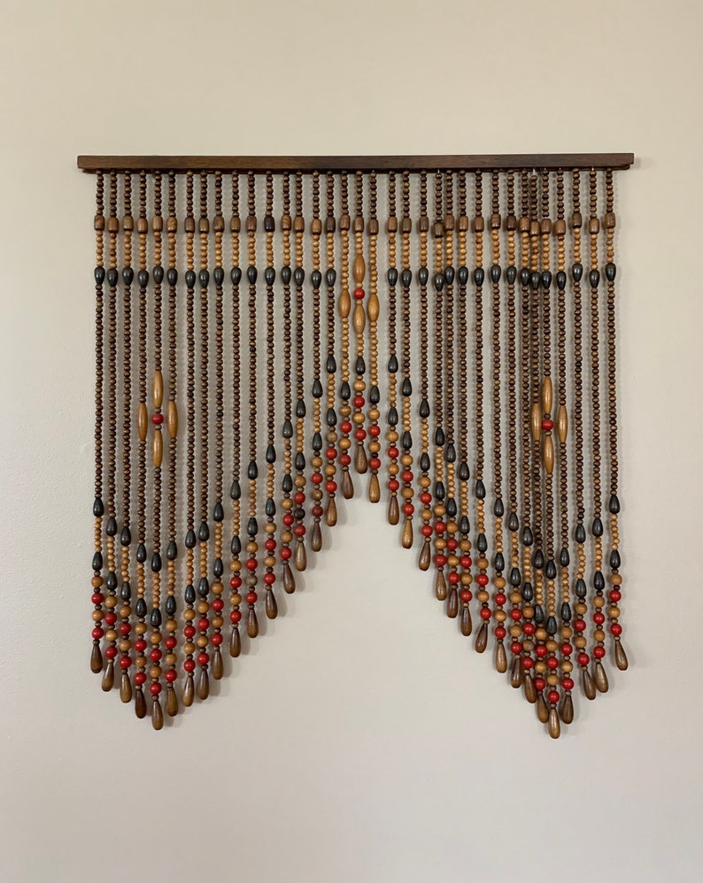 Vintage Wood Bead Doorway Curtain / 1970s Beaded Curtain / Etsy