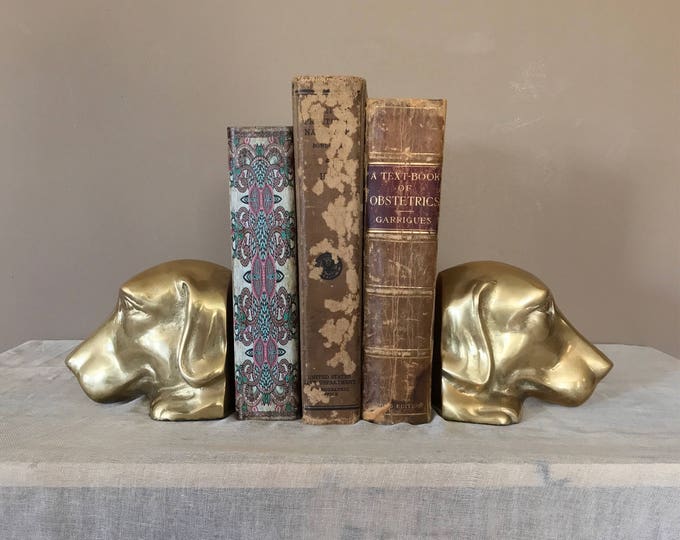 Brass Dog Bookends / Vintage Brass Bookends / Brass Dog / Brass Dog