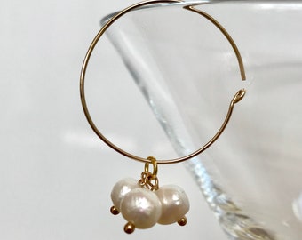 Triple Pearl Original Hoop Earring