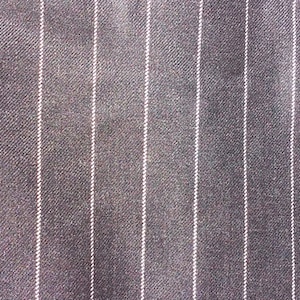 Charcoal Rope Stripe Superfine Wool Fabric by the Yard or Meter - Super 120 100% Wool Material for Men&#39;s Suiting in Off-Black and White