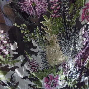 Floral Burnout Silk Velvet by the Yard or Meter - Black Border Print with Flowers