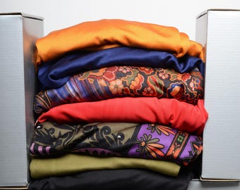Silk Knit Grab Bag - Surprise Mix of 3 Yards of Remnant 100% Silk Jersey, Mesh, Double Knits, and Rib Knits