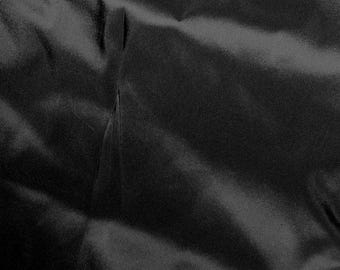 Black Silk Taffeta by the Yard or Meter - Narrow 35 Inch Pure Silk Fabric