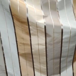 Striped Jacquard Pure Silk Taffeta by the Yard or Meter - Home Decor Neutral Shades in Beige, Baby Blue, Gray, and Cream