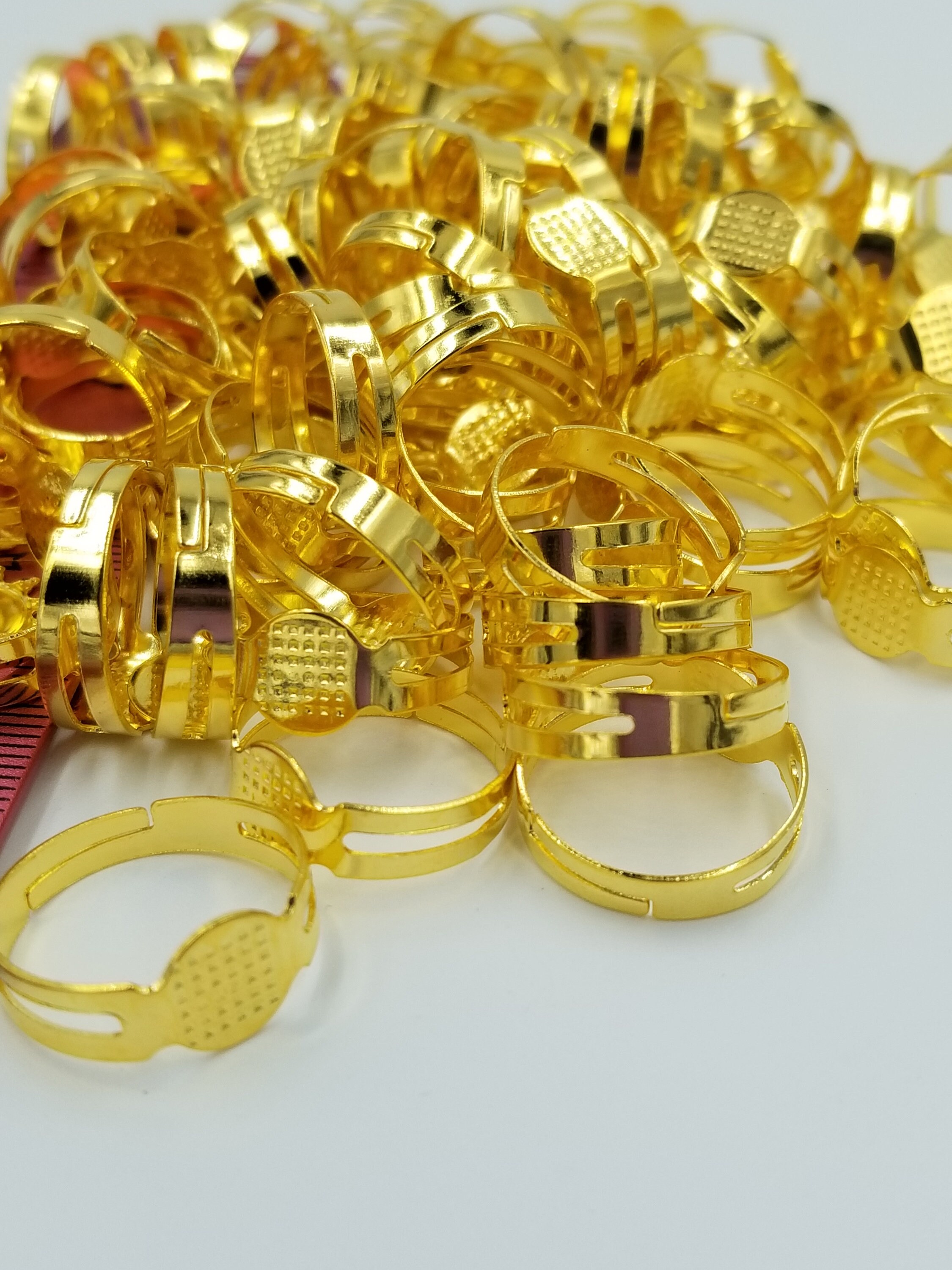 Gold Adjustable Ring Blanks Etsy