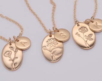 Initial necklace, Flower Necklace, Gifts for her, necklace for her, flower necklace, mothers day gift, mothers day, gift for her
