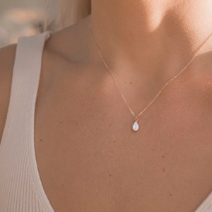 Opal Necklace, dainty necklace, gifts for her, opal jewelry, necklaces for her, minimalist, opal, minimalist jewelry, dainty jewelry image 2