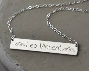 Name plate necklace, new mom jewelry, mom necklace with kid name, personalized necklace for mom, Personalized Bar Necklace