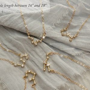 Zodiac constellation necklace, celestial jewelry, celestial necklace, zodiac sign necklace, star sign jewelry, gift for her, jewelry for her image 1