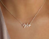 Mrs Necklace, engagement gift, bride gift, mrs jewelry, rose gold mrs necklace, silver mrs necklace, gold mrs necklace