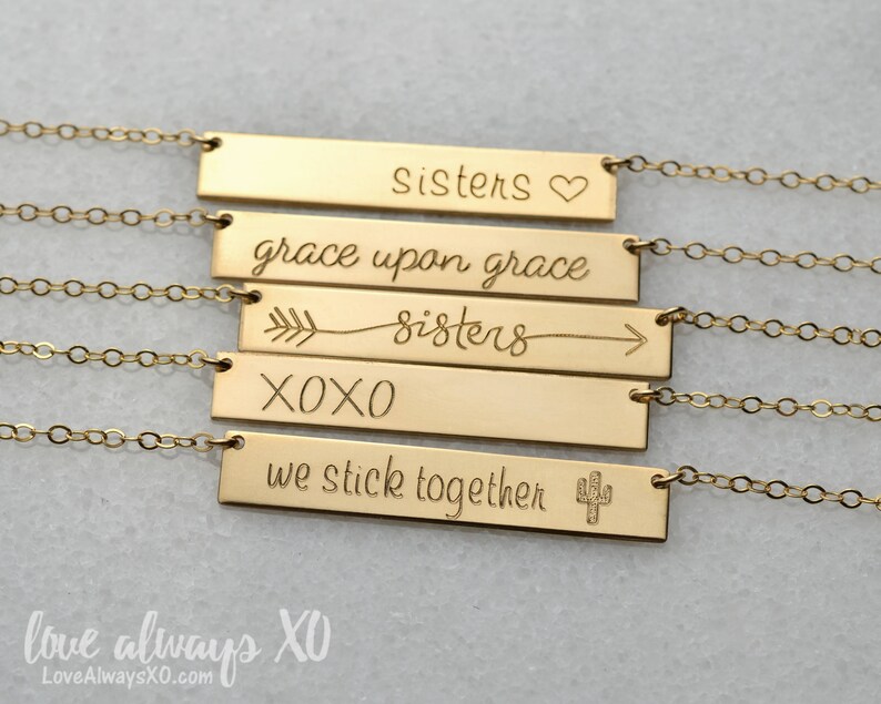 Personalized Bar Necklace Gold Bar Necklace Wedding Date Etsy
