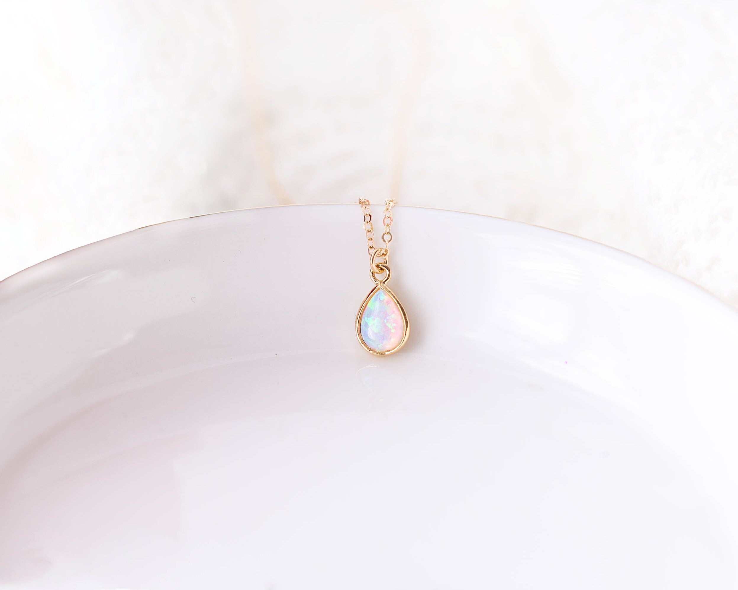 Opal necklace dainty Clearance