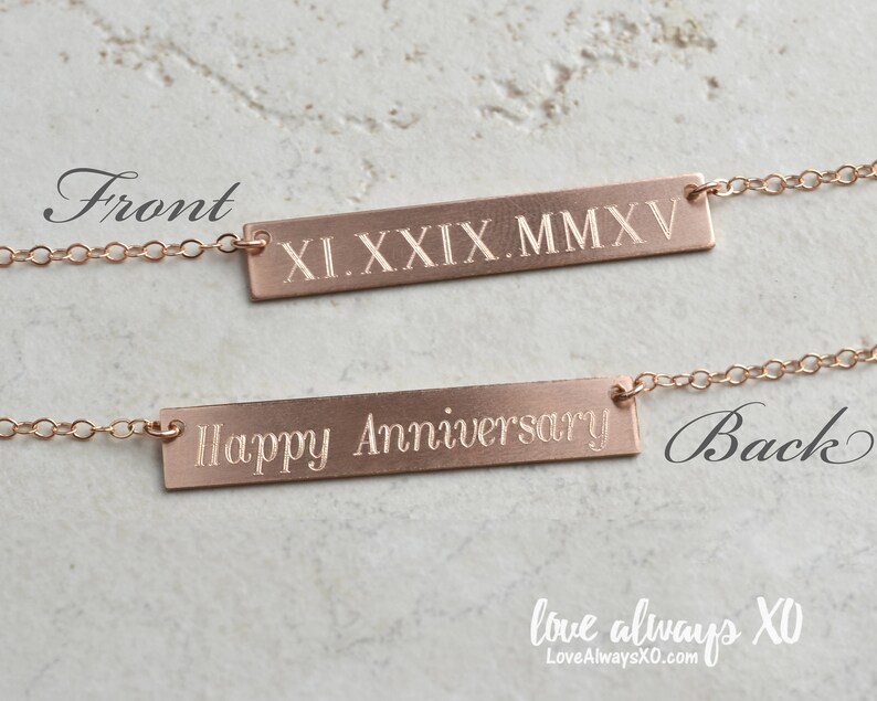 Personalized Bar Necklace Gold Bar Necklace Wedding Date Etsy