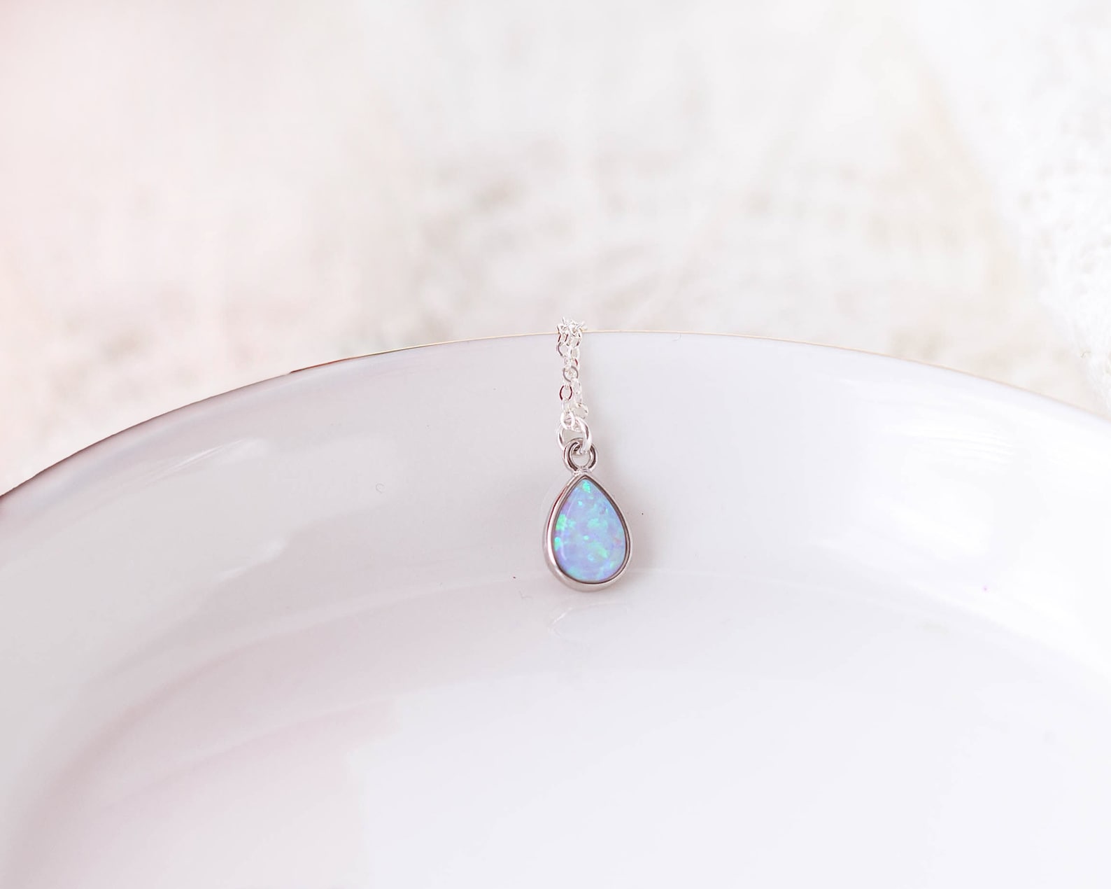 Opal necklace dainty Clearance
