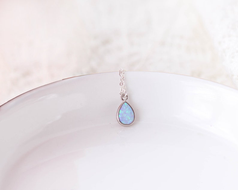 Opal Necklace, dainty necklace, gifts for her, opal jewelry, necklaces for her, minimalist, opal, minimalist jewelry, dainty jewelry image 7