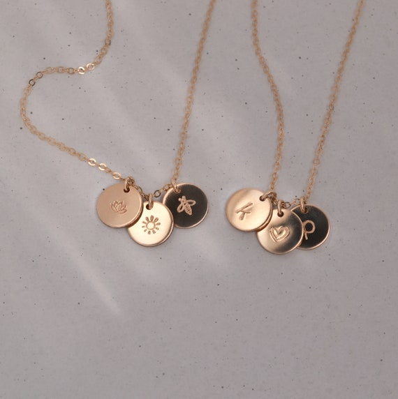 Initial Necklace Mothers Day Mothers Day Gift Disc Necklace
