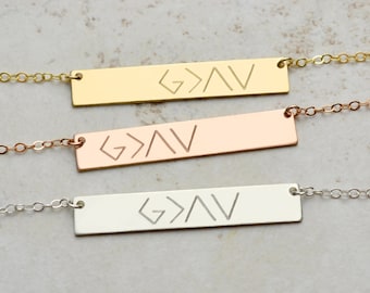 God is greater than the highs and the lows, Personalized Bar Necklace, gold bar necklace, mom gift, bridesmaid gift, silver, rose gold