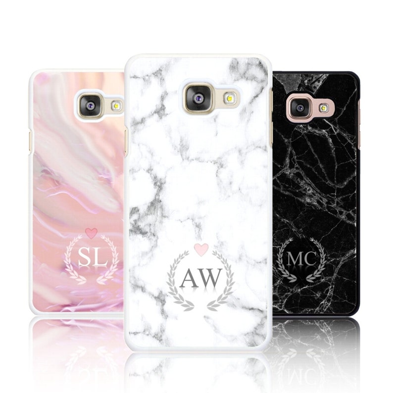 Personalized MARBLE INITIALS phone case for Samsung GALAXY A20e A40 A50 A70 A90 5G A3 A5 2016 2017 Personalised Custom Initial hard Cover image 1