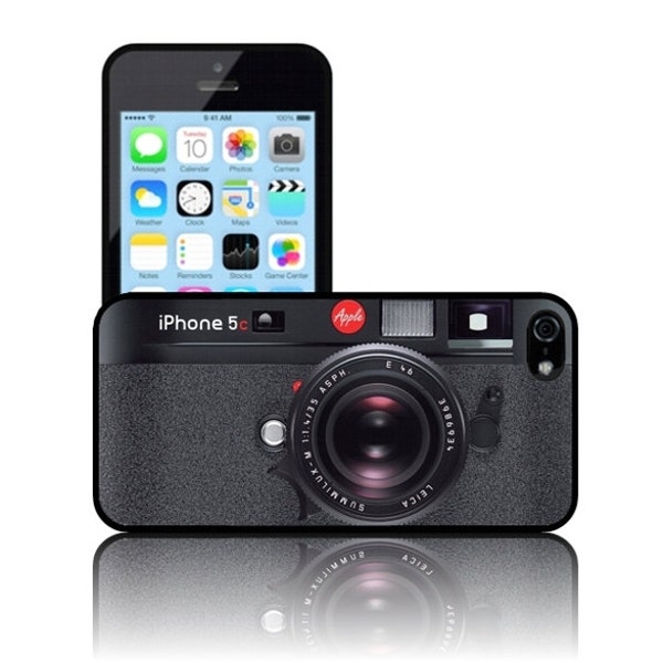 Boîtier en silicone de caméra compacte pour iPhone d'Apple 5,5s,SE, 5c,6, 7, PLUS - Rétro TPU gel Cover