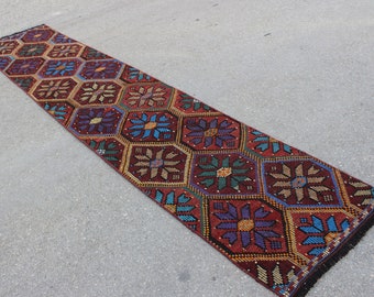 20x3 Vintage Rug Runner With Multi Color Stripes In Modern Etsy