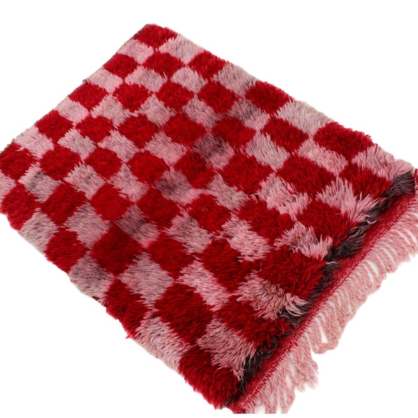 Tapis de tapis de bain en laine douce biologique, petit vieux tapis turc, tapis de tapis de porte oriental, tapis d’entrée rouge taupe, tapis de porte vintage tissé à la main