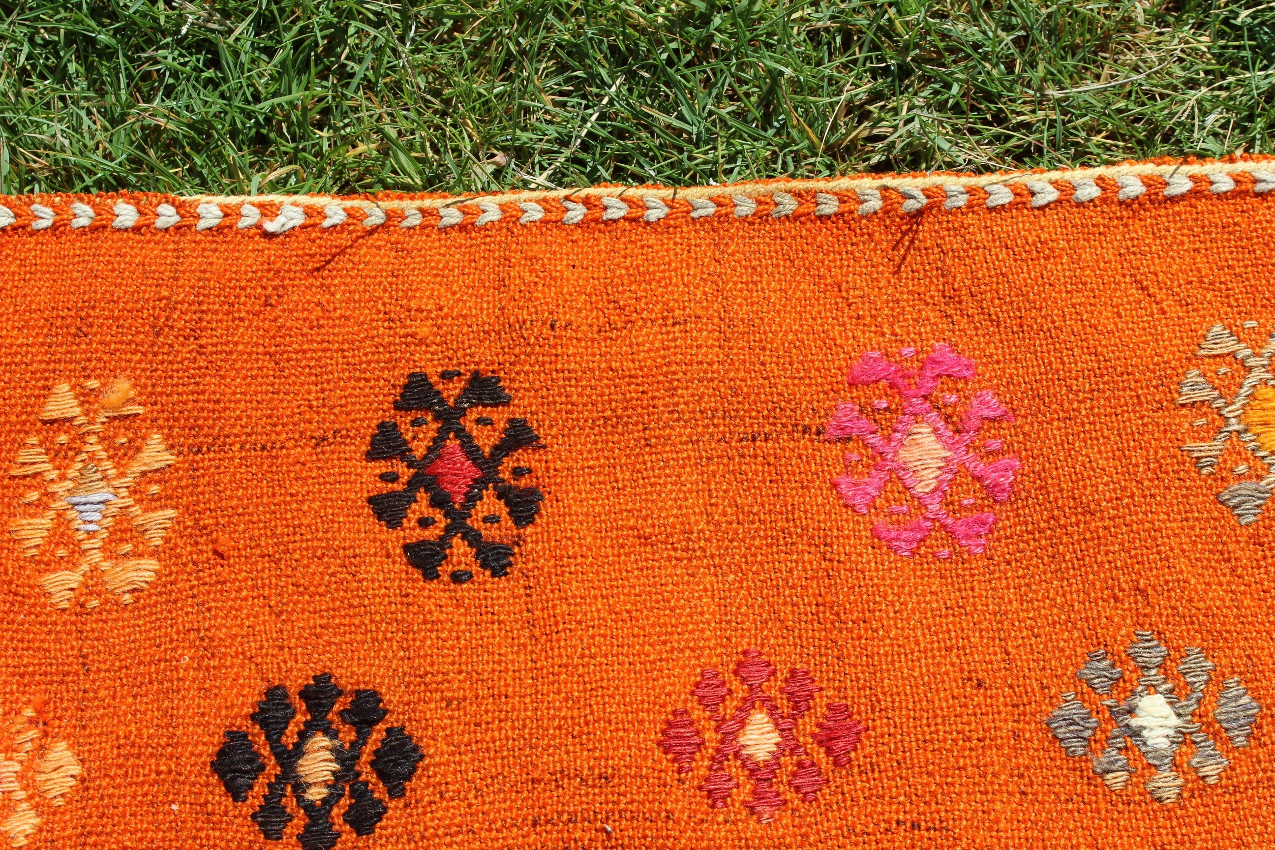 Attractive Orange Door Mat Cotton & Wool Point Patterned Etsy
