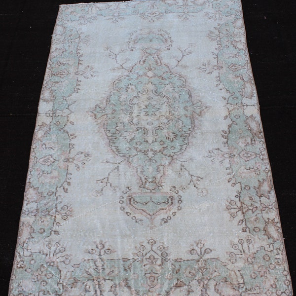 6x4 ft overdyed rug, Vintage beige  Oushak Rug Cream Color soft colors Rug Interior Design Rug Oushak Overdyed Rug medium size rug boho rugs