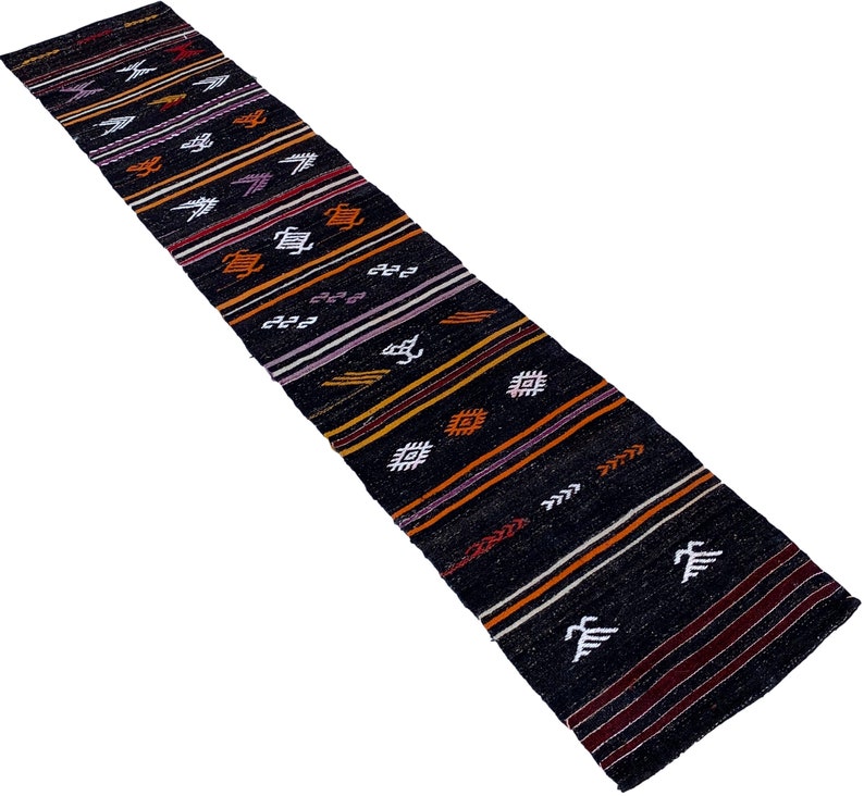 orange white charcoal oriental narrow rug runner,340x67 cm11/'x2.2/' Turkish tribal ethnic rug runner 11x2 black handwoven wool rug runner