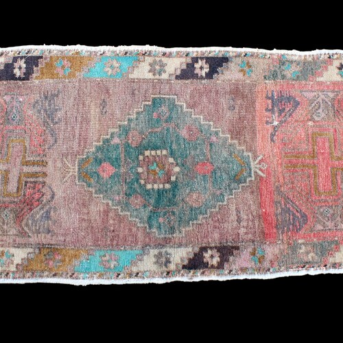 Old Antique Anatolian shops Faded 4x2 ft Bath Mat, Wool Distressed Vintage Door Mat,Handknotted Narrow Ethnic Small Rug,Decorative Oushak Door Mat