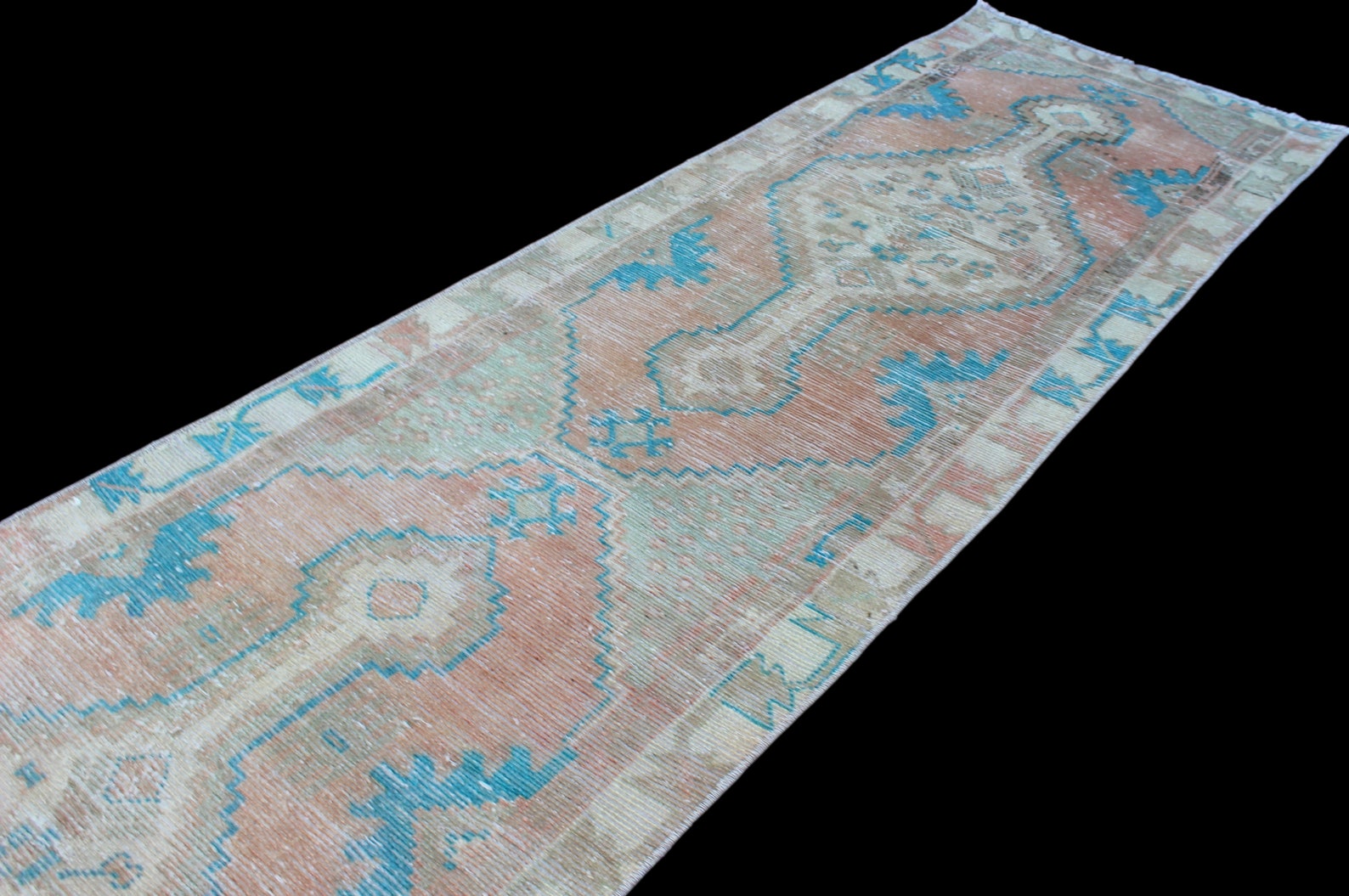 10'x 22' Türkis blau Vintage Teppich Läufer Hand | Etsy