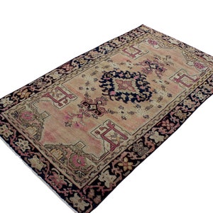 Pale pink vintage rug, muted colors Turkish area rug, Oriental Home Decor Rug, pastel pink Oushak carpet rug, Handknotted office old rug