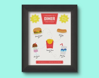 Children's Pretend Play Menu [Diner Style] - Custom! Digital File