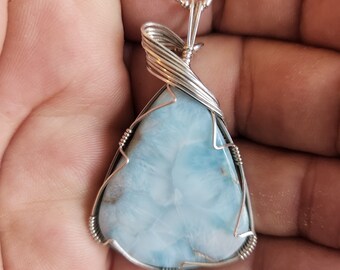 Larimar Cloudy Blue Sky Pendant, Powerful Metaphysical Stone supporting Communication & Emotional Healing, Spiritual stone, Stefilia's Stone